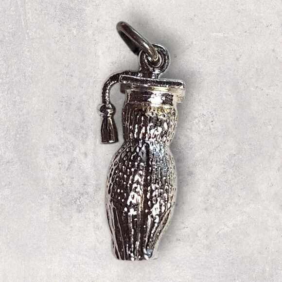 Vintage Sterling Silver Graduation Charms Set Owl w/ Red Eyes + Diploma Scroll - Picture 3 of 10